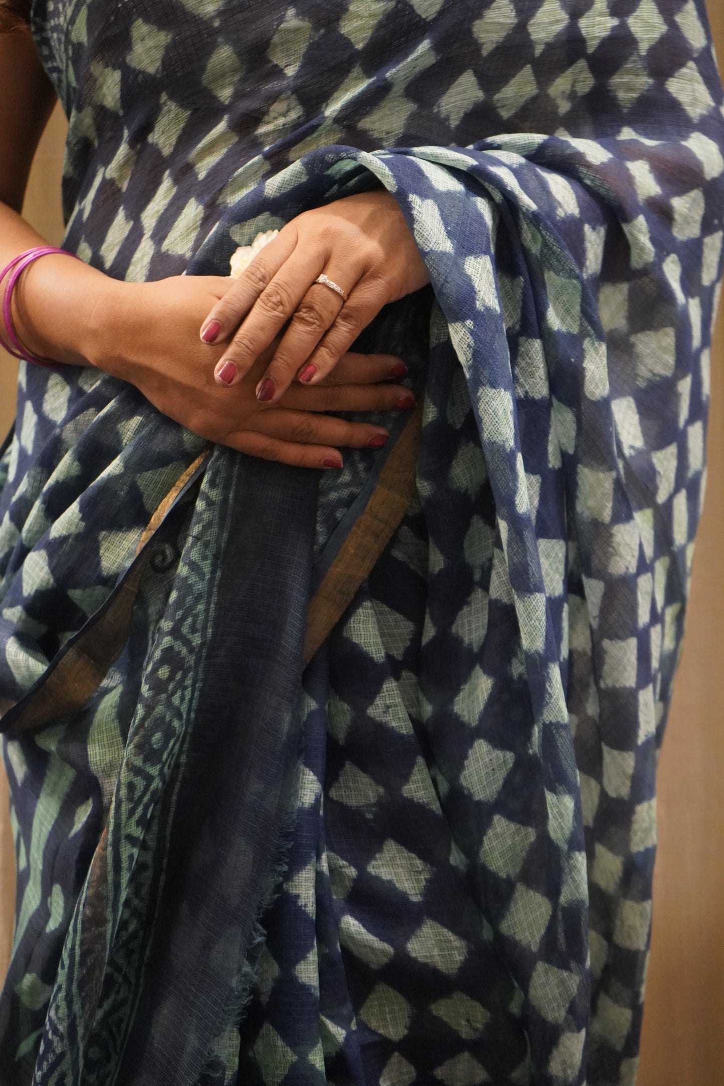 Kota Silk Handblock Printed Saree