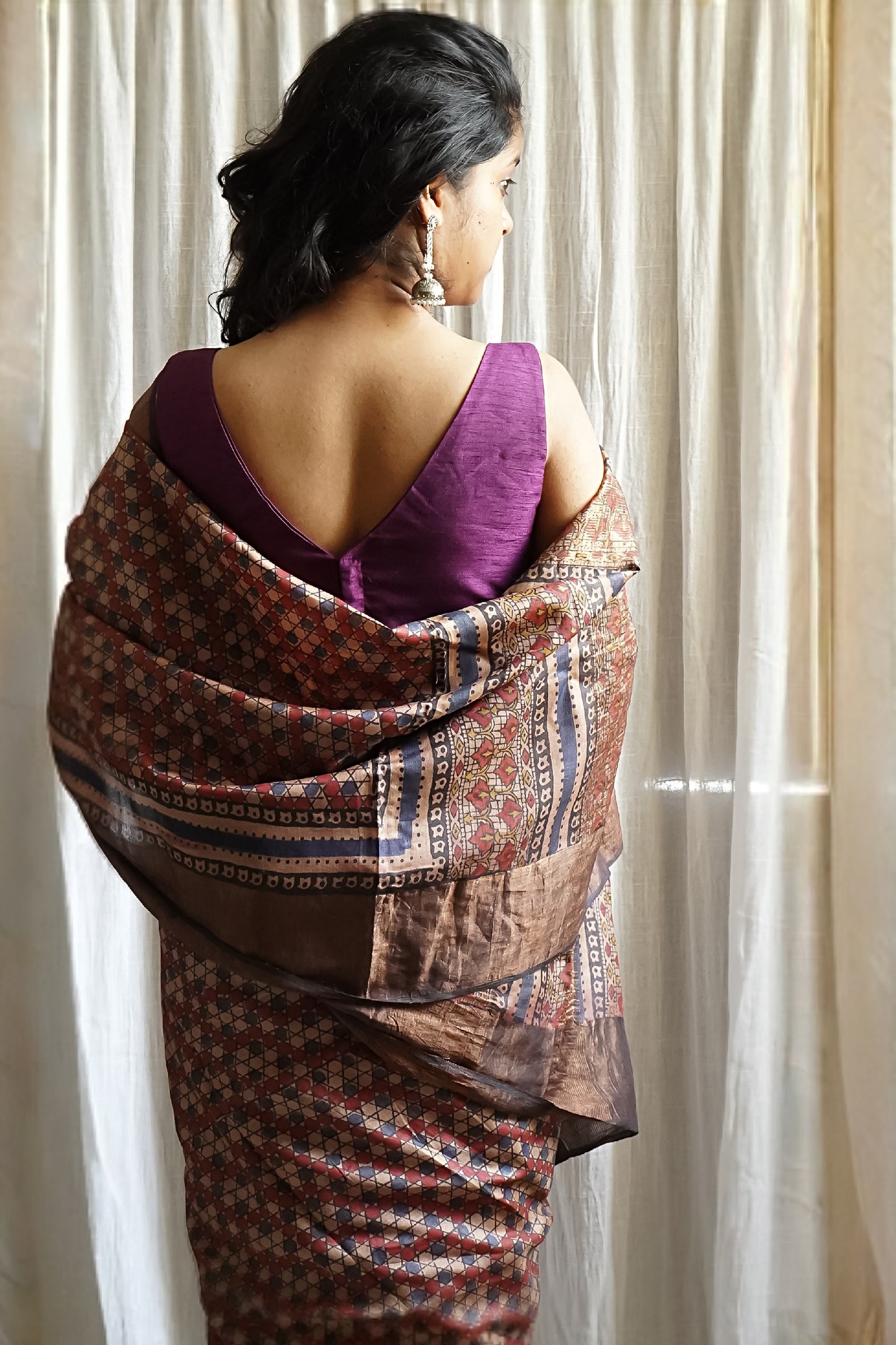 Black Printed Pure Tussar Saree