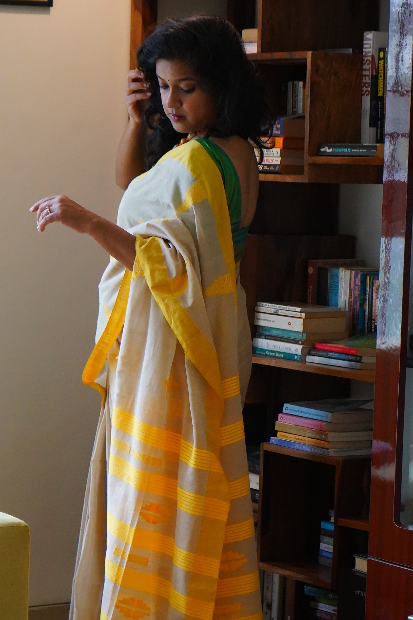 Yellow Bengal Handloom Cotton Saree