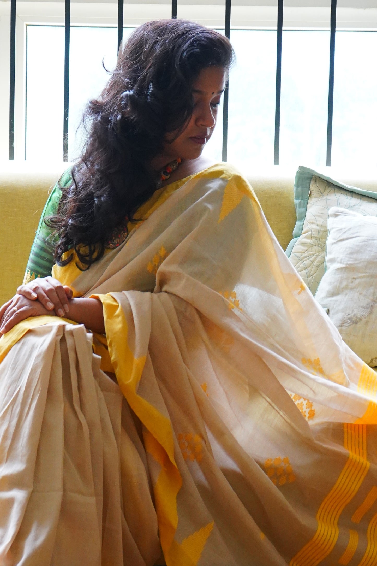 Yellow Bengal Handloom Cotton Saree