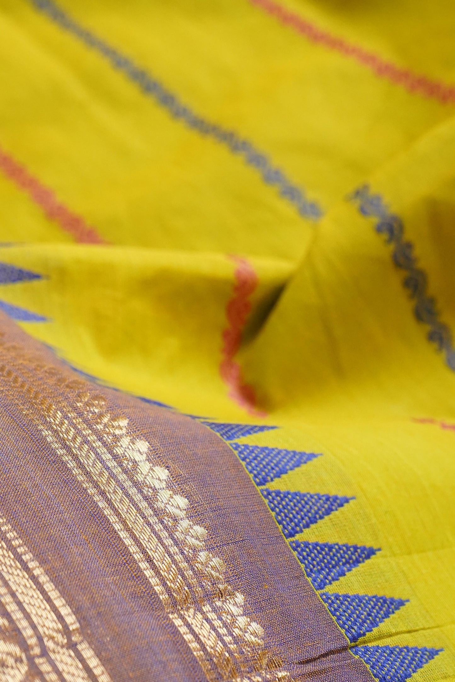 Chettinad Cotton Multicoloured Stripes Green Saree