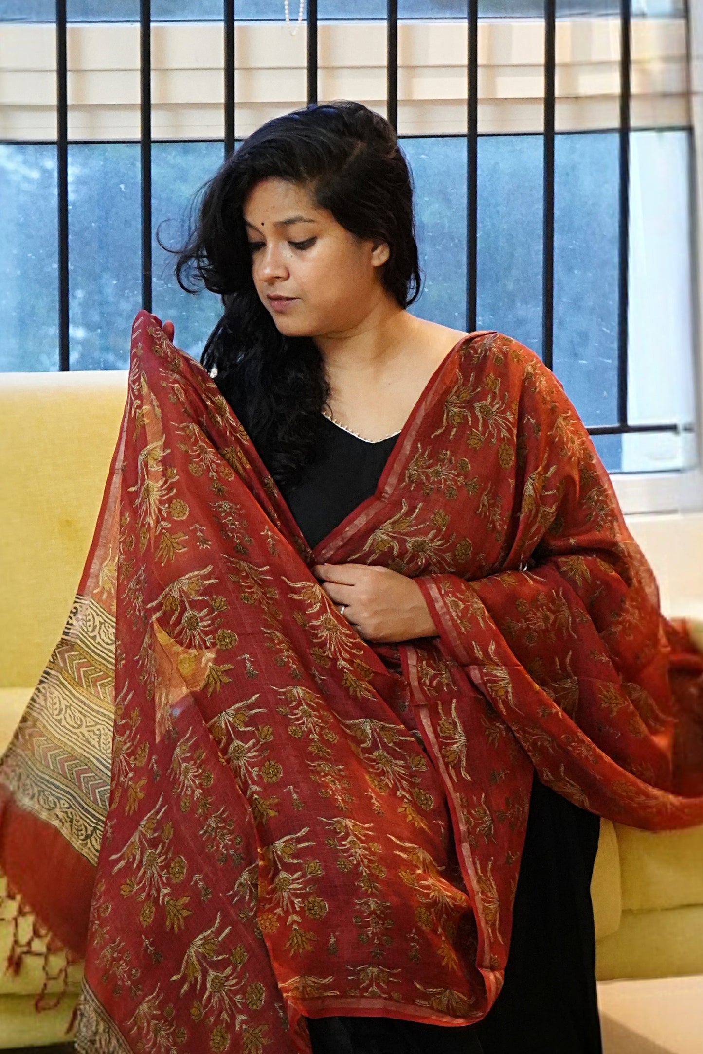 Kota Silk Handblock Printed Dupatta