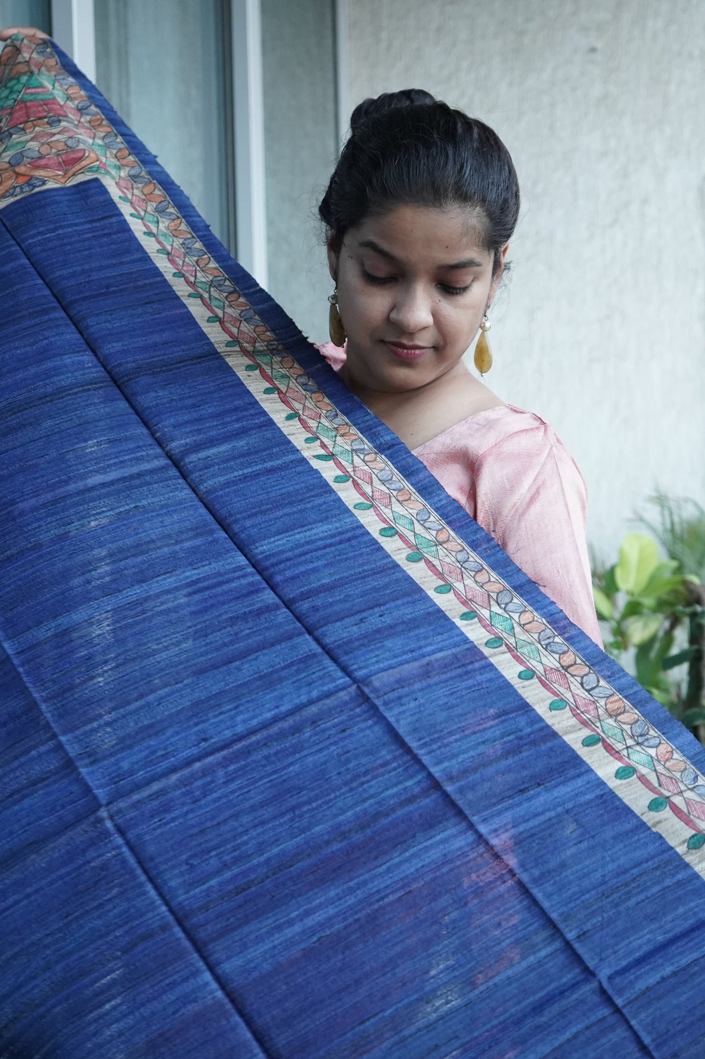 Hand Painted Madhubani Tussar Silk Dupatta