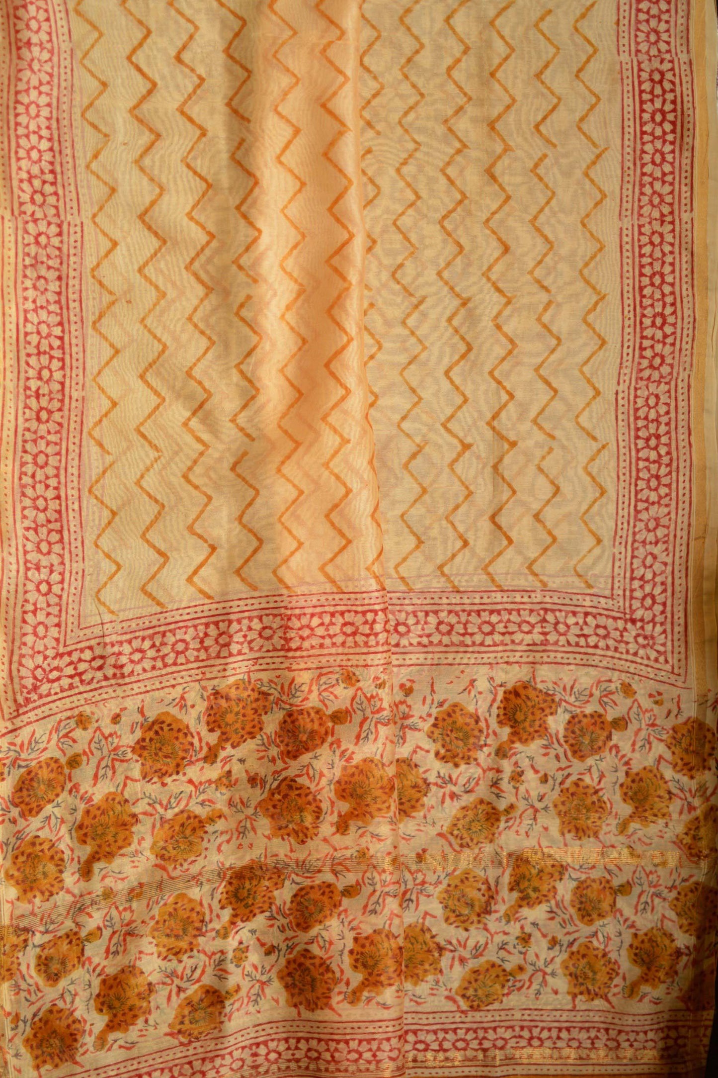 Hand Block Printed Chanderi Silk Cotton Suit Set
