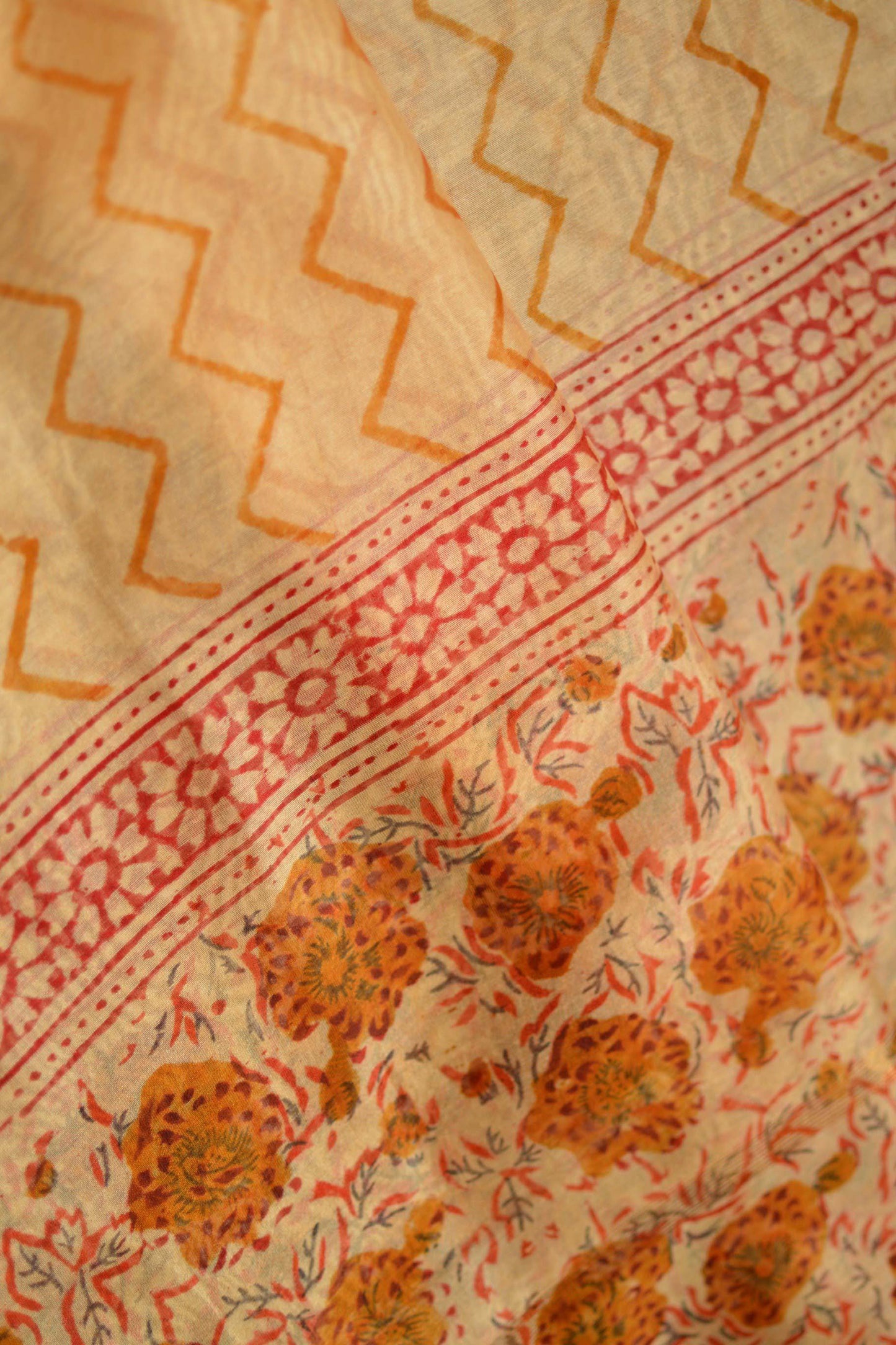 Hand Block Printed Chanderi Silk Cotton Suit Set