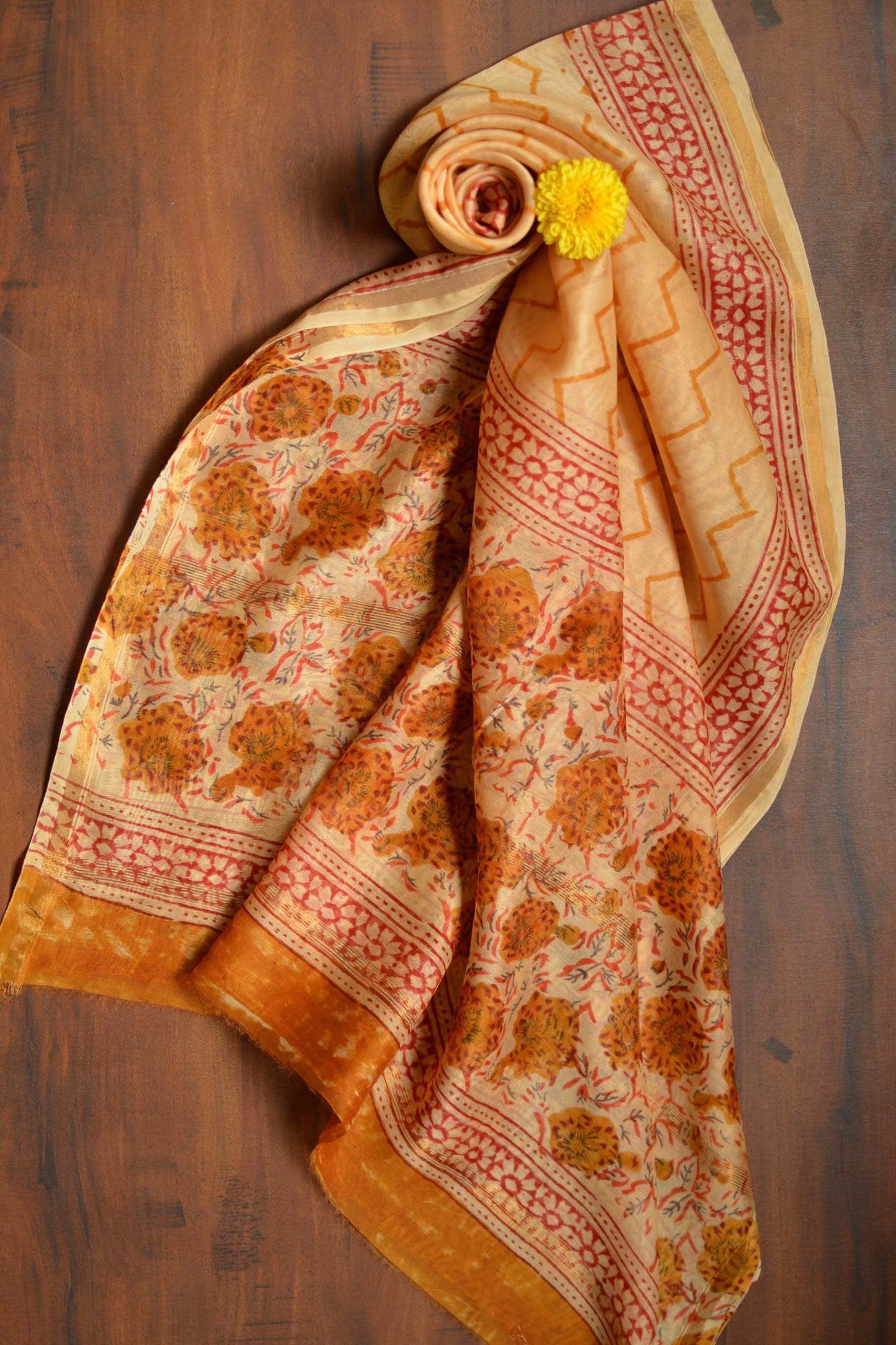 Hand Block Printed Chanderi Silk Cotton Suit Set
