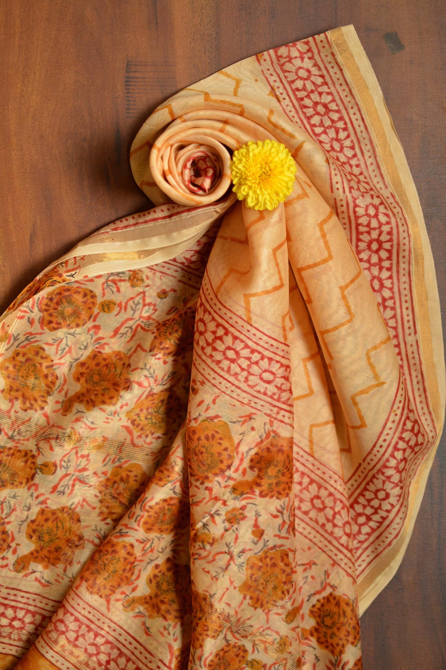 Hand Block Printed Chanderi Silk Cotton Suit Set