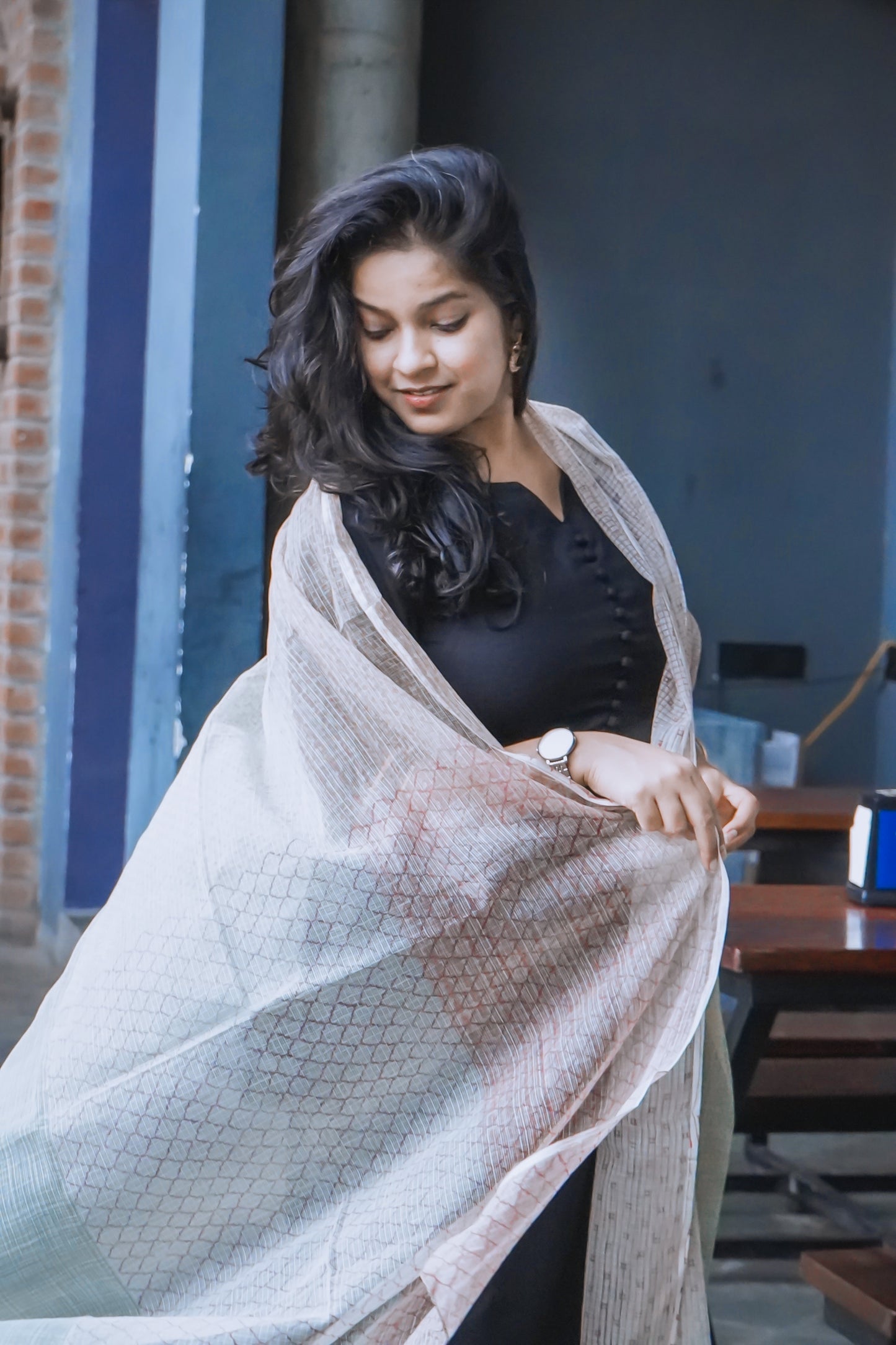 Hand Block Printed Kota Cotton Dupatta