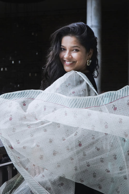 Hand Block Printed Kota Cotton Dupatta