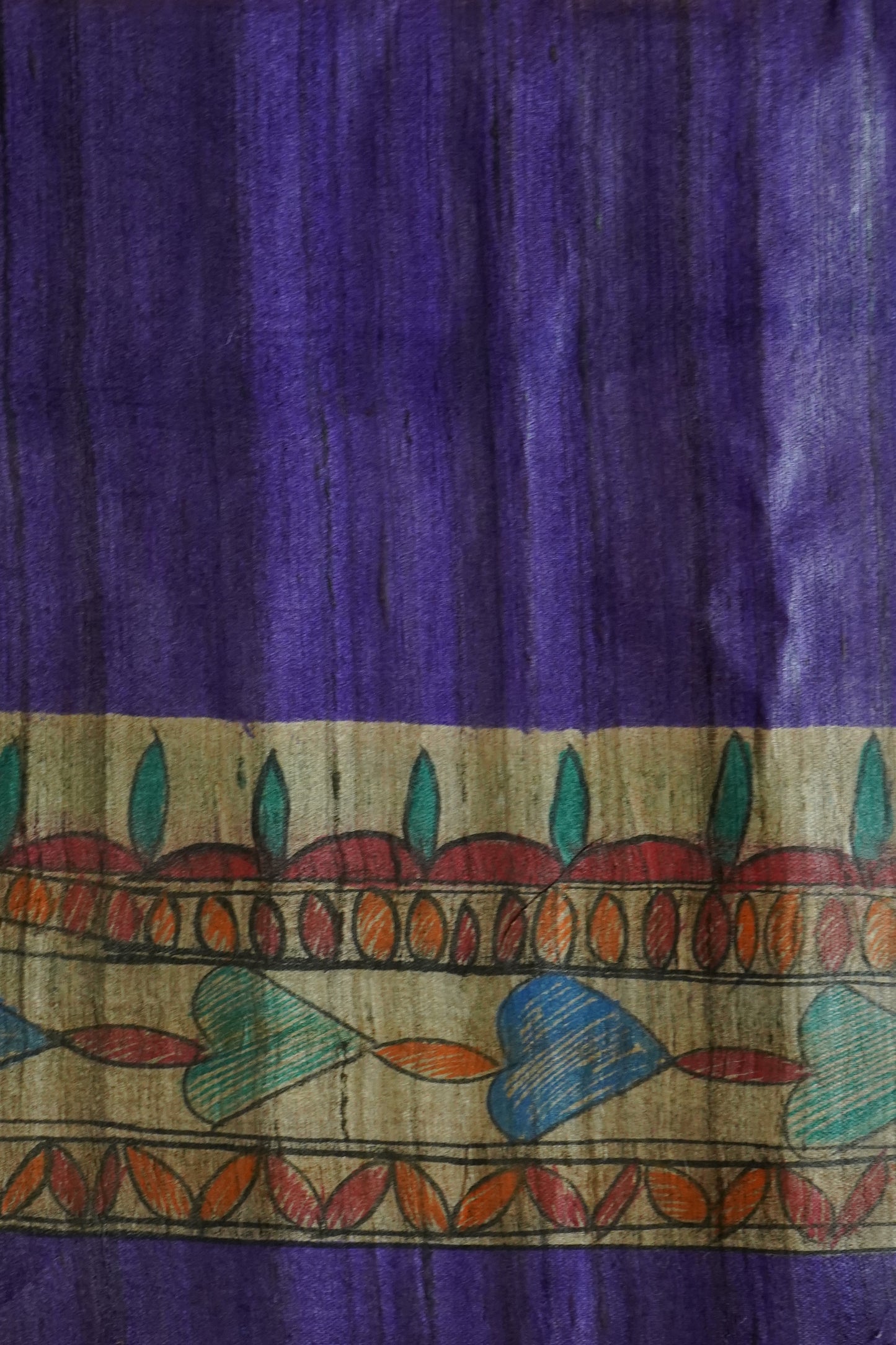 Hand Painted Madhubani Tussar Silk Saree
