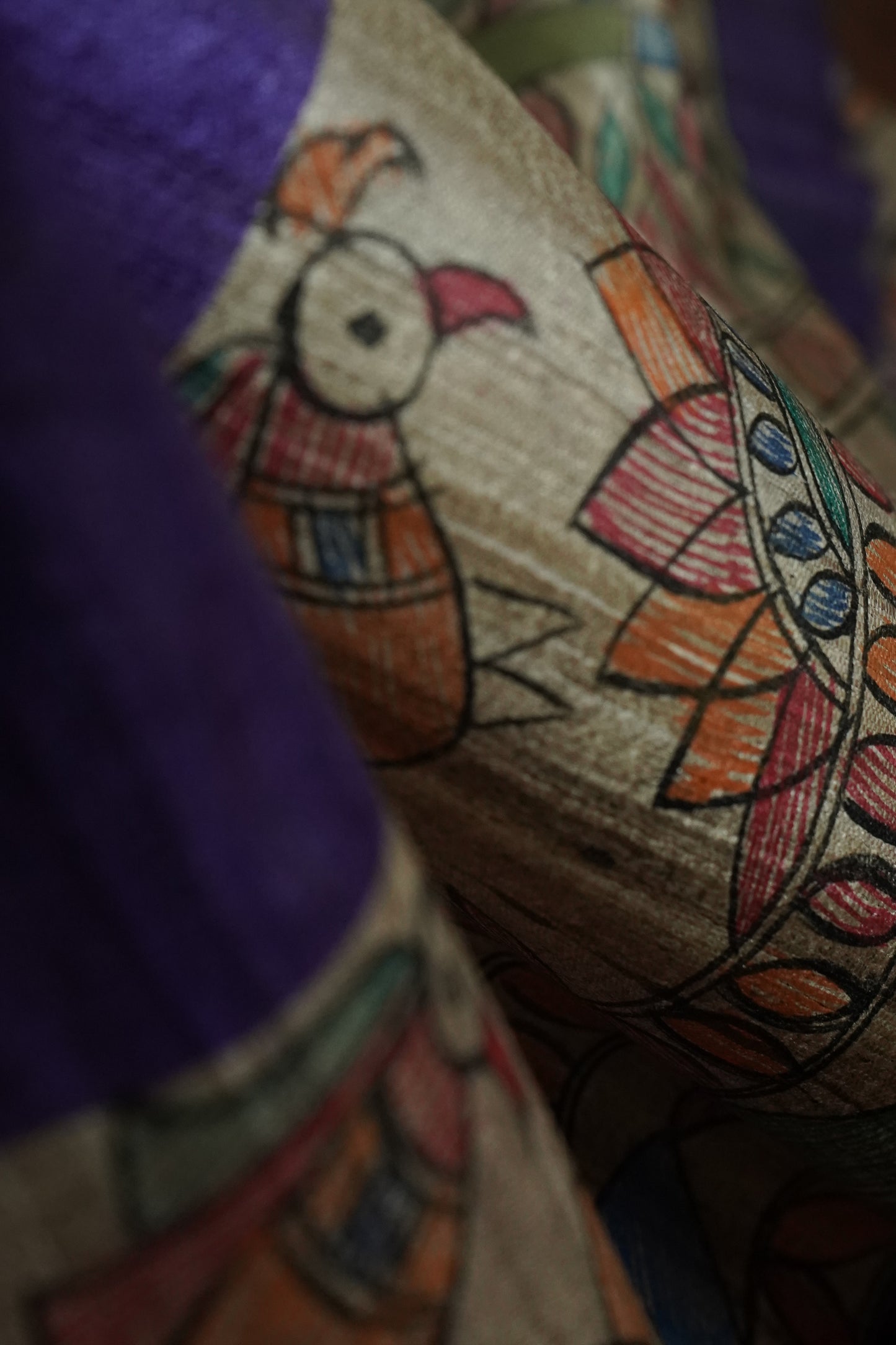 Hand Painted Madhubani Tussar Silk Saree