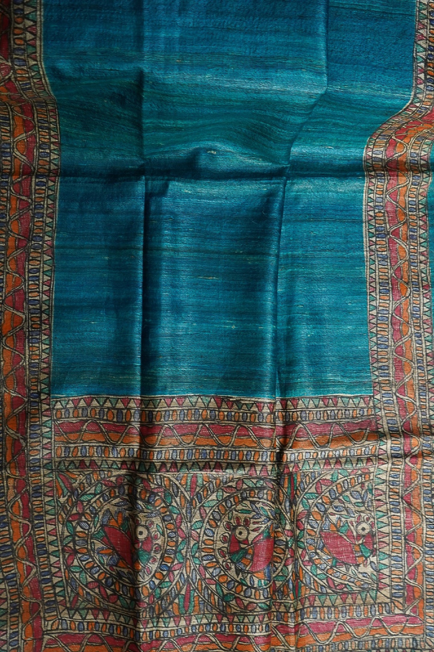 Hand Painted Madhubani Tussar Silk Dupatta
