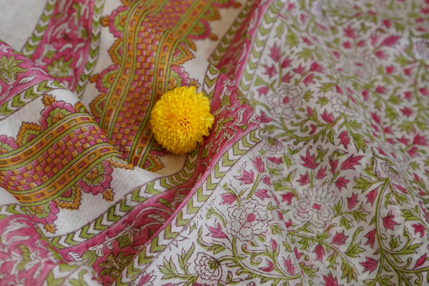 Hand Block Printed Chanderi Silk Cotton Saree