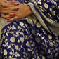 Royal Blue Pure Khaddi Georgette Banarasi Saree with Handwoven Zari Jaal