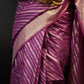 Magenta Banarasi Cotton Silk Saree with Zari Stripes