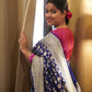Royal Blue Pure Khaddi Georgette Banarasi Saree with Handwoven Zari Jaal