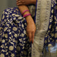 Royal Blue Pure Khaddi Georgette Banarasi Saree with Handwoven Zari Jaal