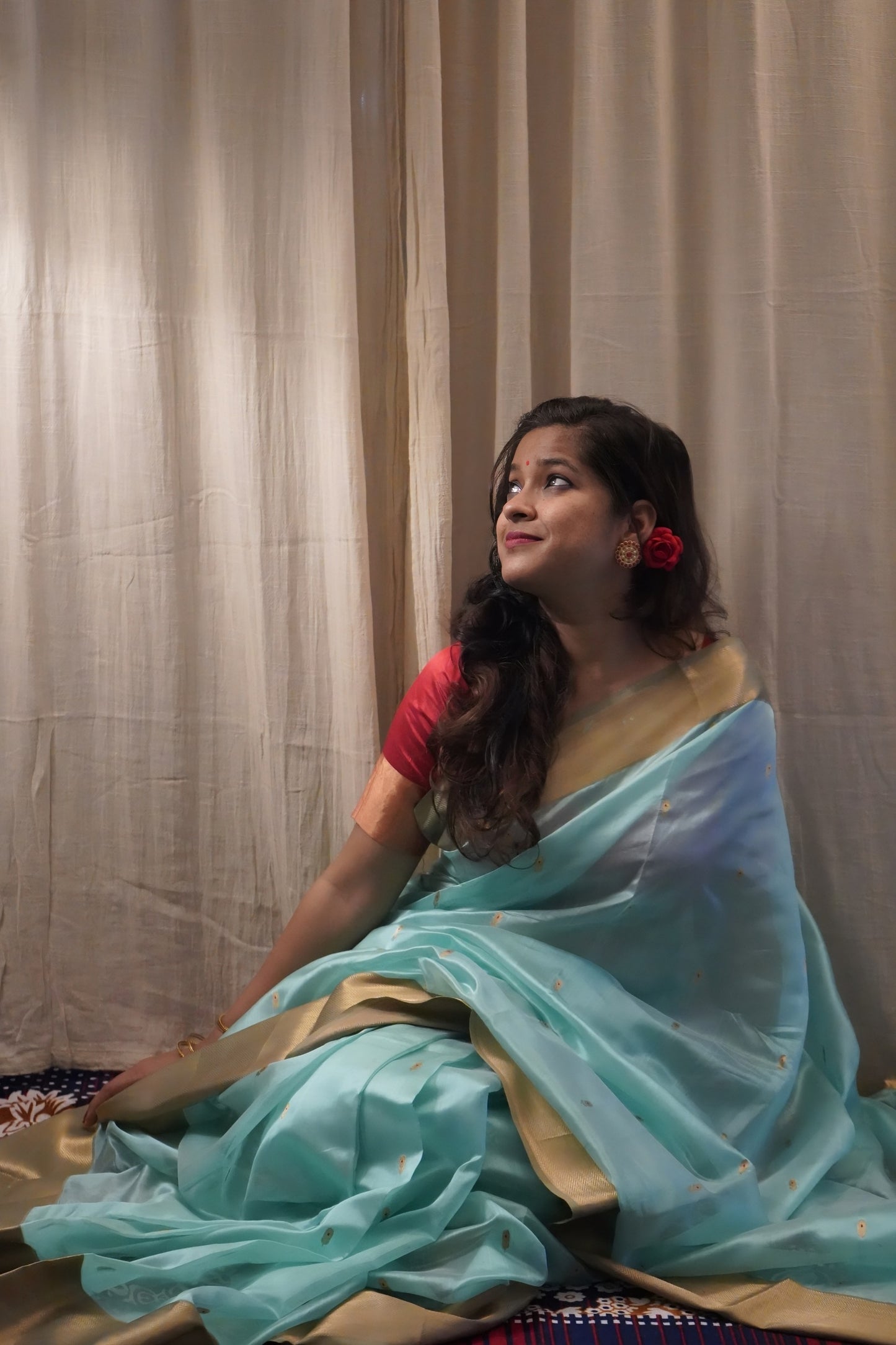 Blue Pure Pattu Silk Chanderi Saree