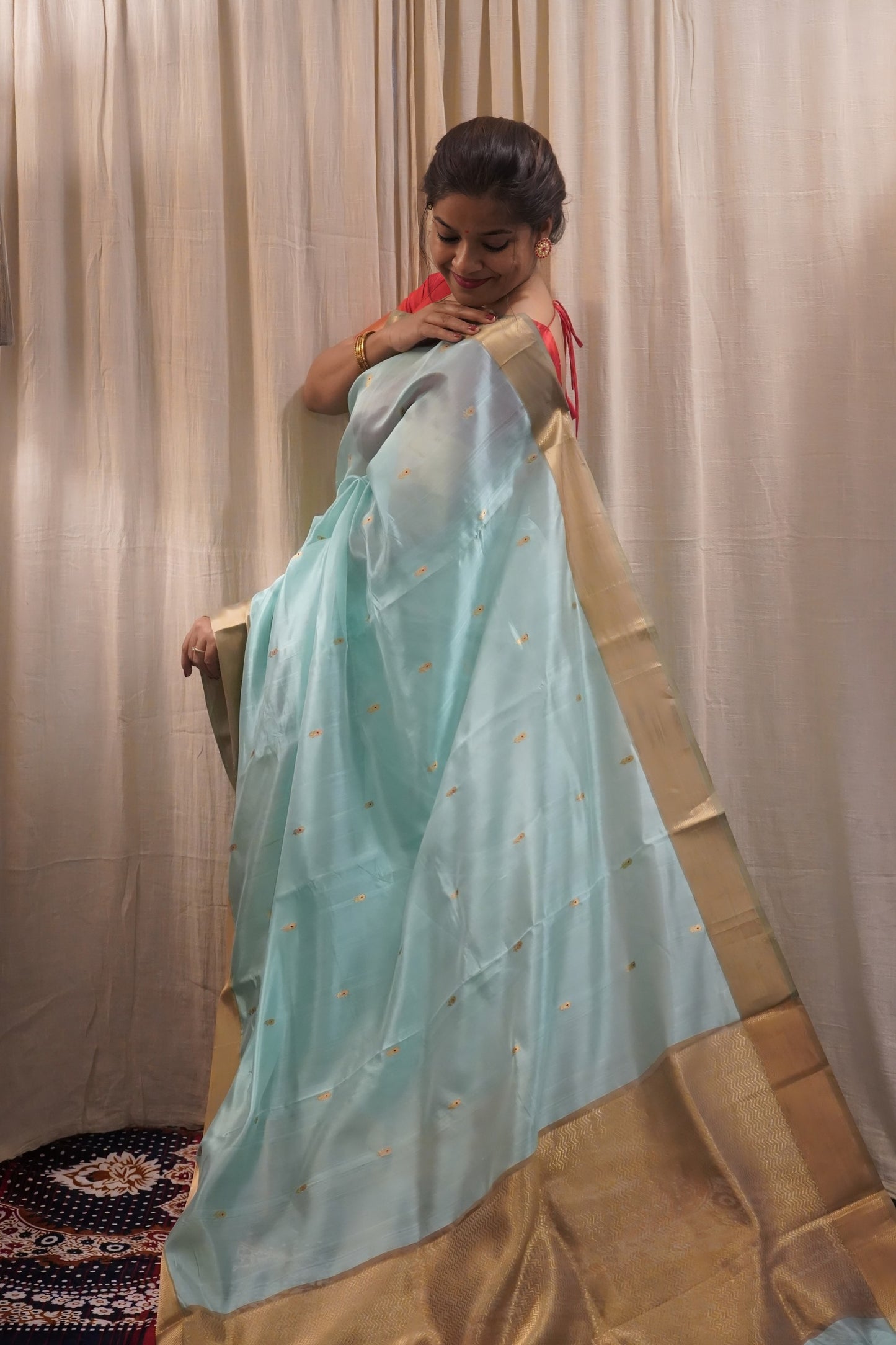 Blue Pure Pattu Silk Chanderi Saree