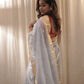 Grey Silk Cotton Chanderi Saree with Zari work