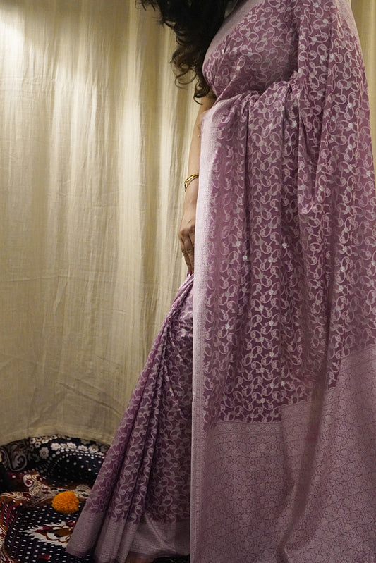 Banarasi Woven Cotton Saree with All-Over Resham Work