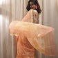 Peach Kota Silk Handblock Printed Saree