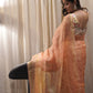 Peach Kota Silk Handblock Printed Saree