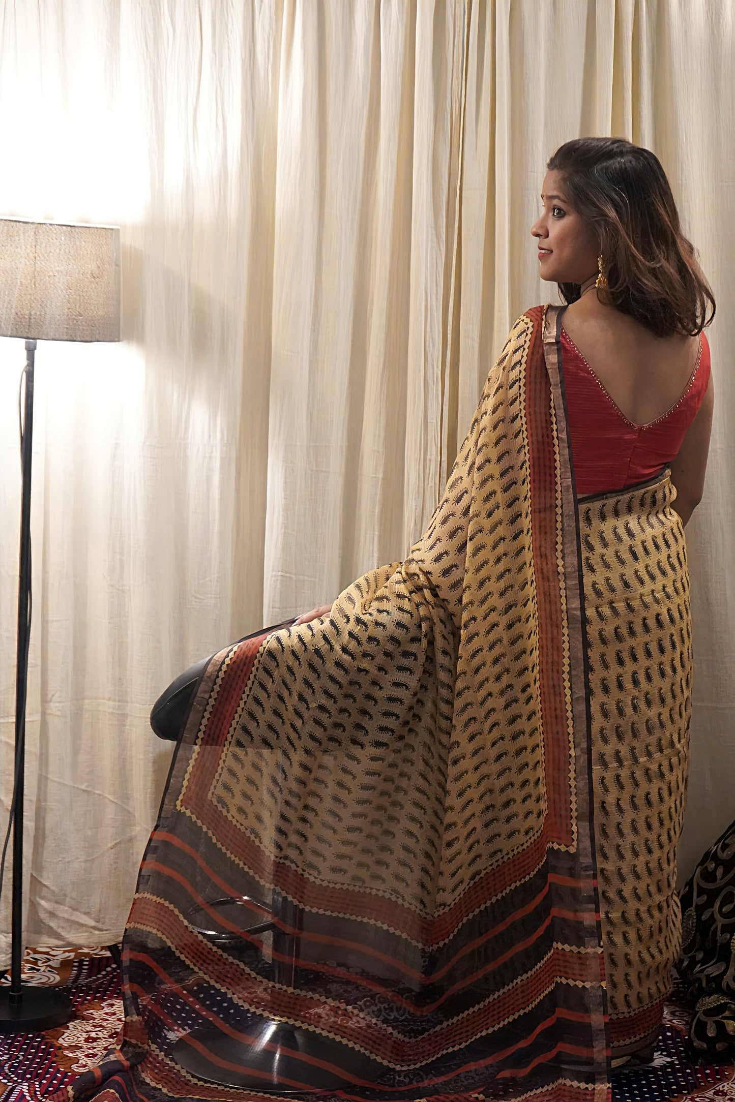 Hand Block Printed Kota Silk Saree