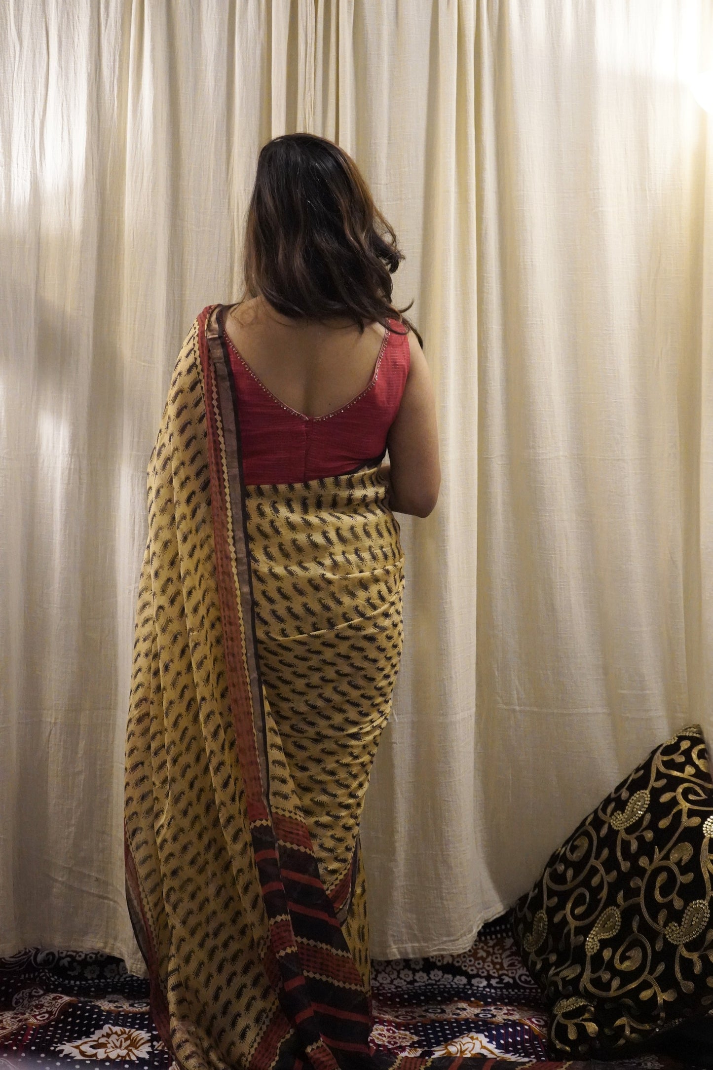 Hand Block Printed Kota Silk Saree