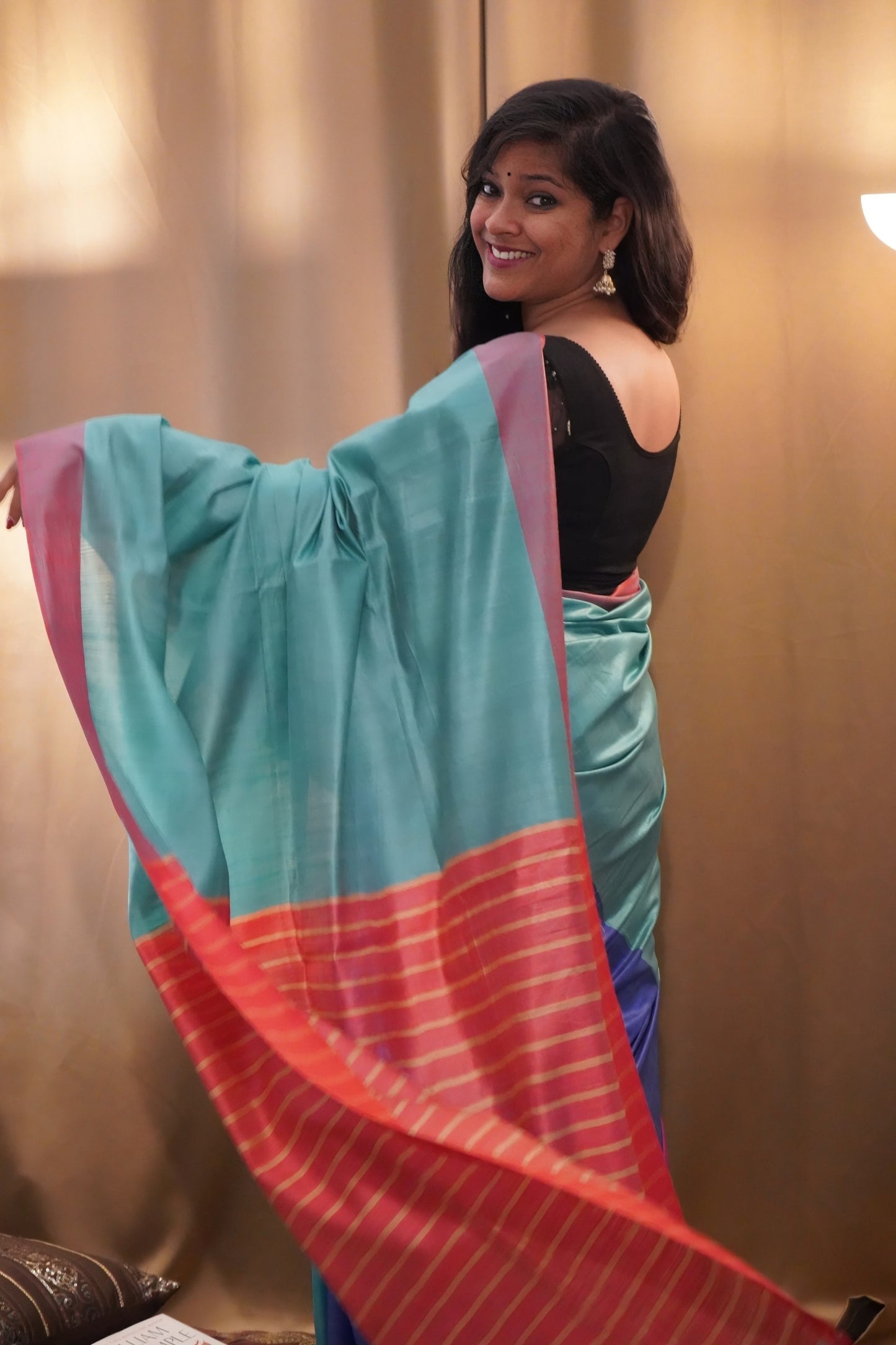 Pure Tussar Soft  Colour Blocked Saree