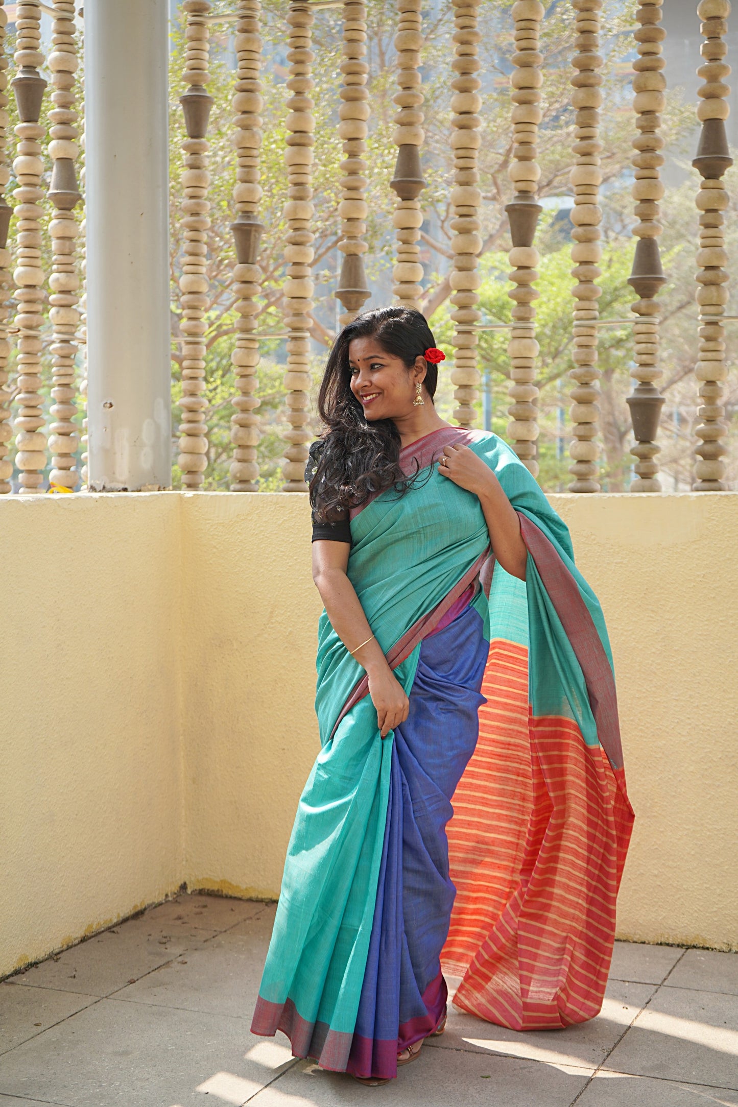 Pure Tussar Soft  Colour Blocked Saree