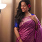 Magenta Banarasi Cotton Silk Saree with Zari Stripes