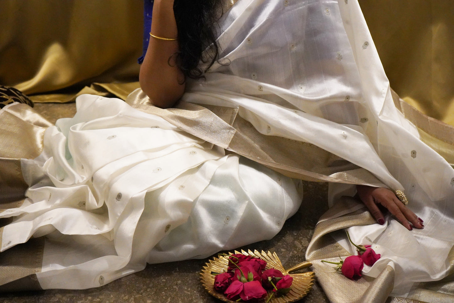 White Pure Pattu Silk Chanderi Saree