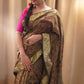 Ajrakh-Inspired Handblock Printed Chanderi Cotton Saree with Zari Border