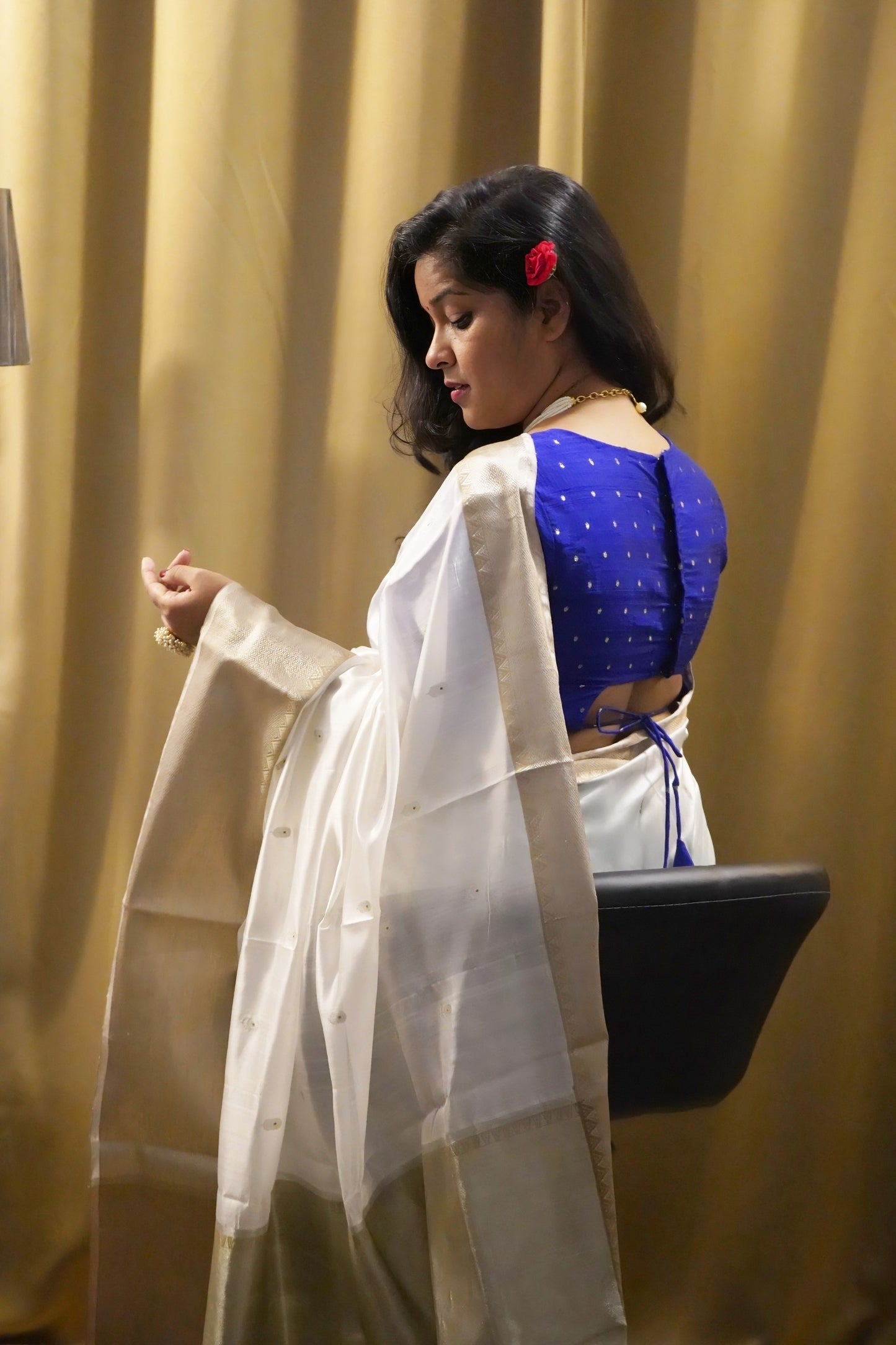 White Pure Pattu Silk Chanderi Saree