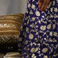 Royal Blue Pure Khaddi Georgette Banarasi Saree with Handwoven Zari Jaal