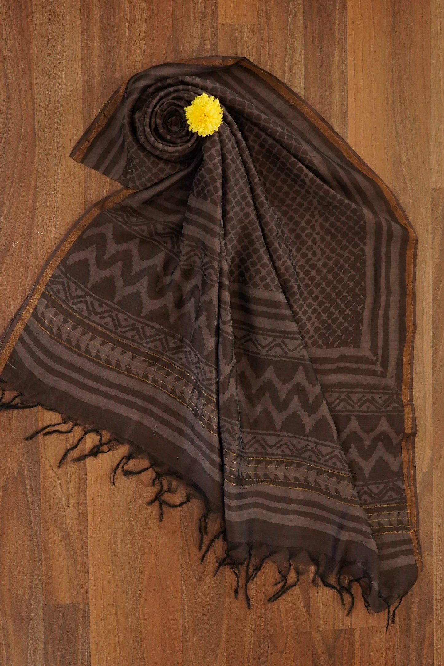 Hand Block Printed Chanderi Silk Cotton Dupatta