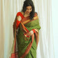 Chettinad Cotton Checks And Butta Green Saree