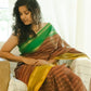 Chettinad Cotton Maroon Green Butti Stripes Saree