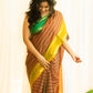 Chettinad Cotton Maroon Green Butti Stripes Saree