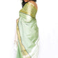 Chettinad Cotton Light Green and White Butta Saree