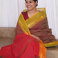 Chettinad Cotton Checks And Butta Maroon Red  Saree