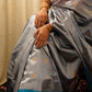 Grey Blue Pure Pattu Silk Chanderi Saree