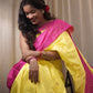 Yellow Pink Pure Pattu Silk Chanderi Saree