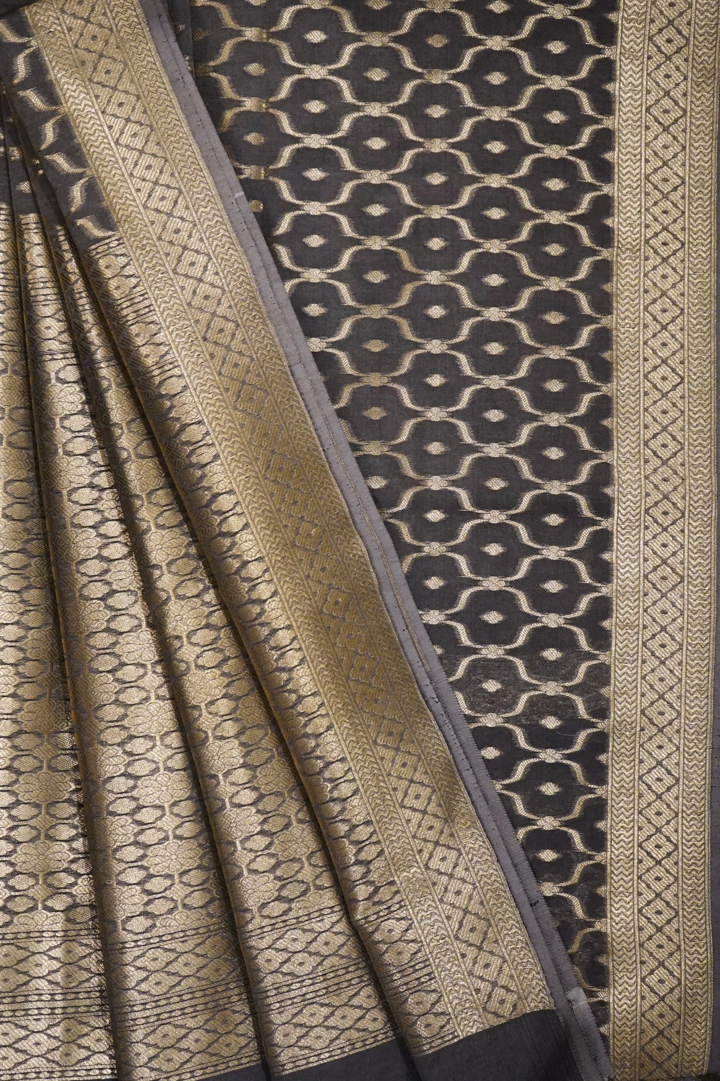 Grey Banarasi Cotton Saree with Zari Buti