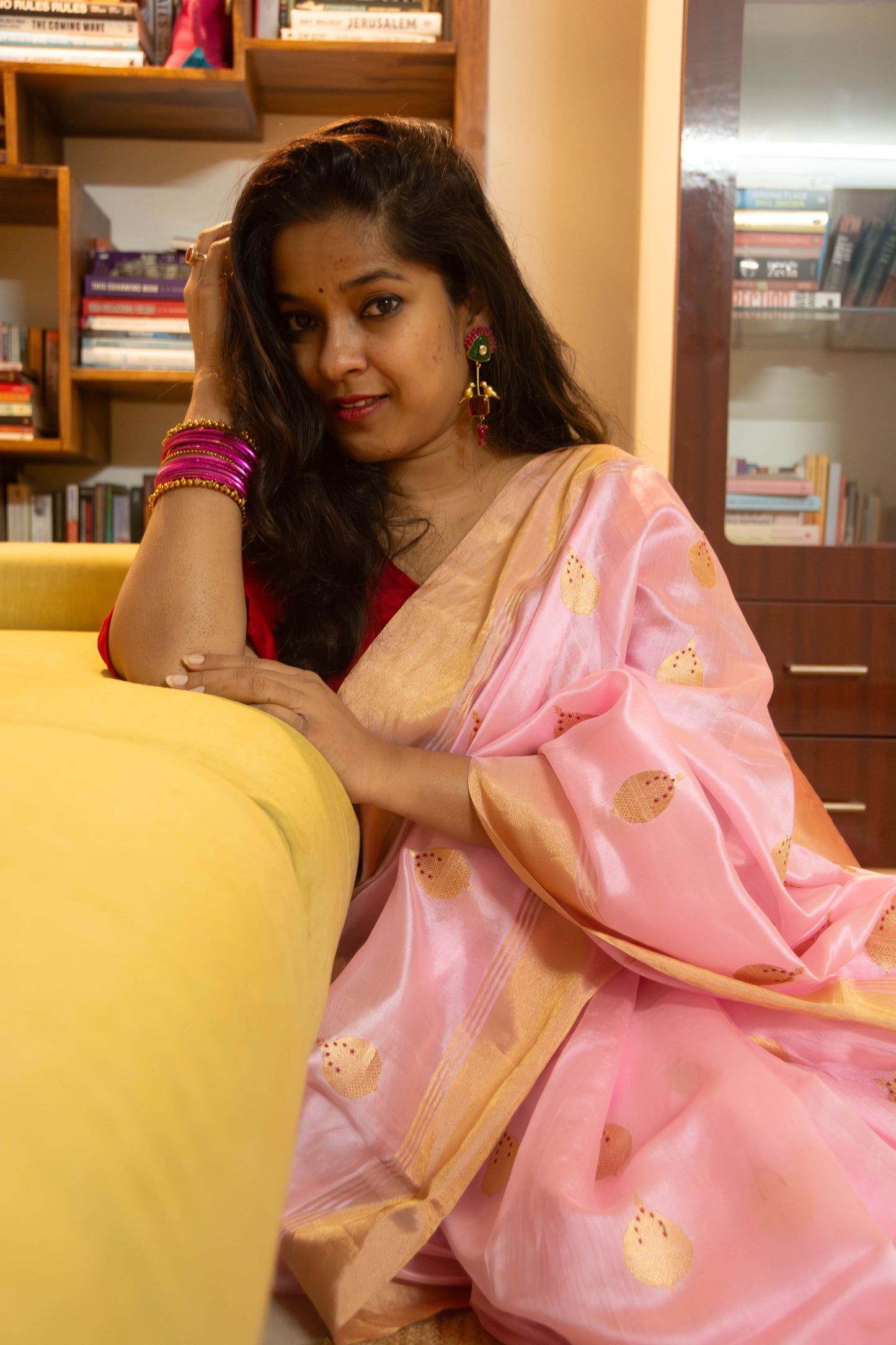 Light Pink Pure Silk Chanderi Saree