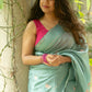 Seafoam Green Pure Chanderi Silk Saree