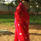 Red with Pink Border Pure Silk Chanderi Saree