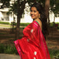 Red with Pink Border Pure Silk Chanderi Saree
