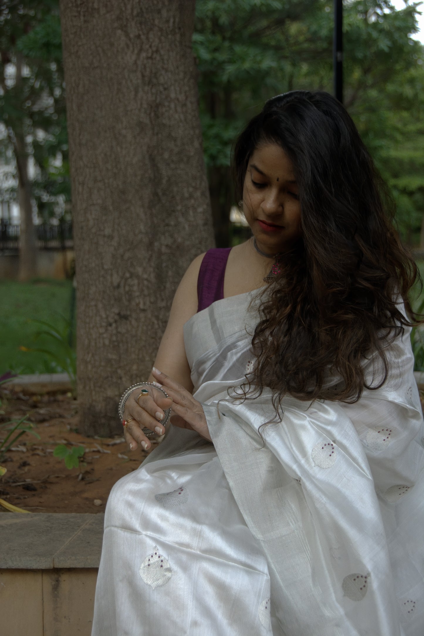 White with Meenakari Pure Chanderi Silk Saree